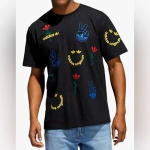 Adidas Black Tee with Colorful Graphics